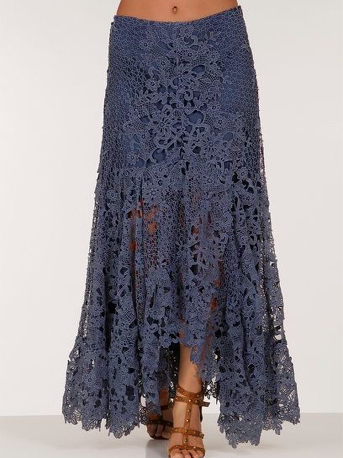 Halloween Lace Boho Ethnic Daily Loose Skirt H-Line Maxi Dress