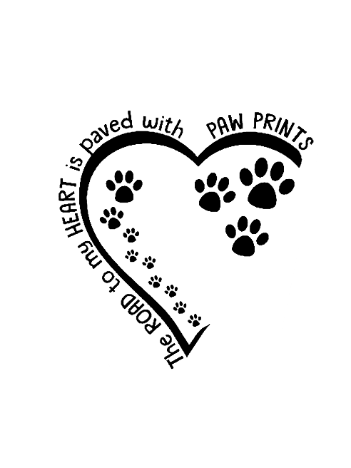 Women's Dog Lovers The Road To My Heart Is Paved With Paw Prints Cotton-Blend Simple Loose Hoodie