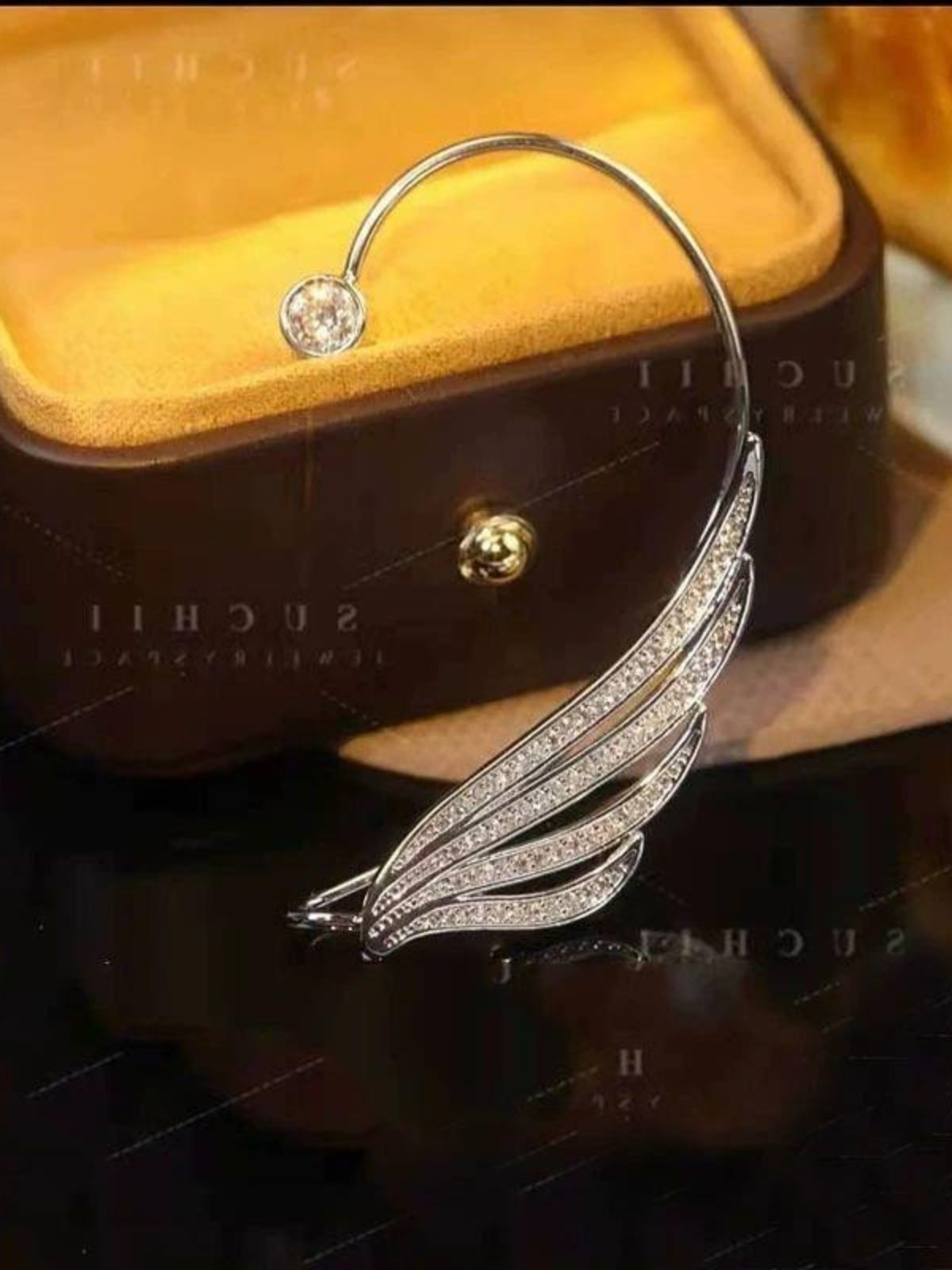 Sparkling Rhinestone Wing Ear Clip Hollow Out Ear Hook