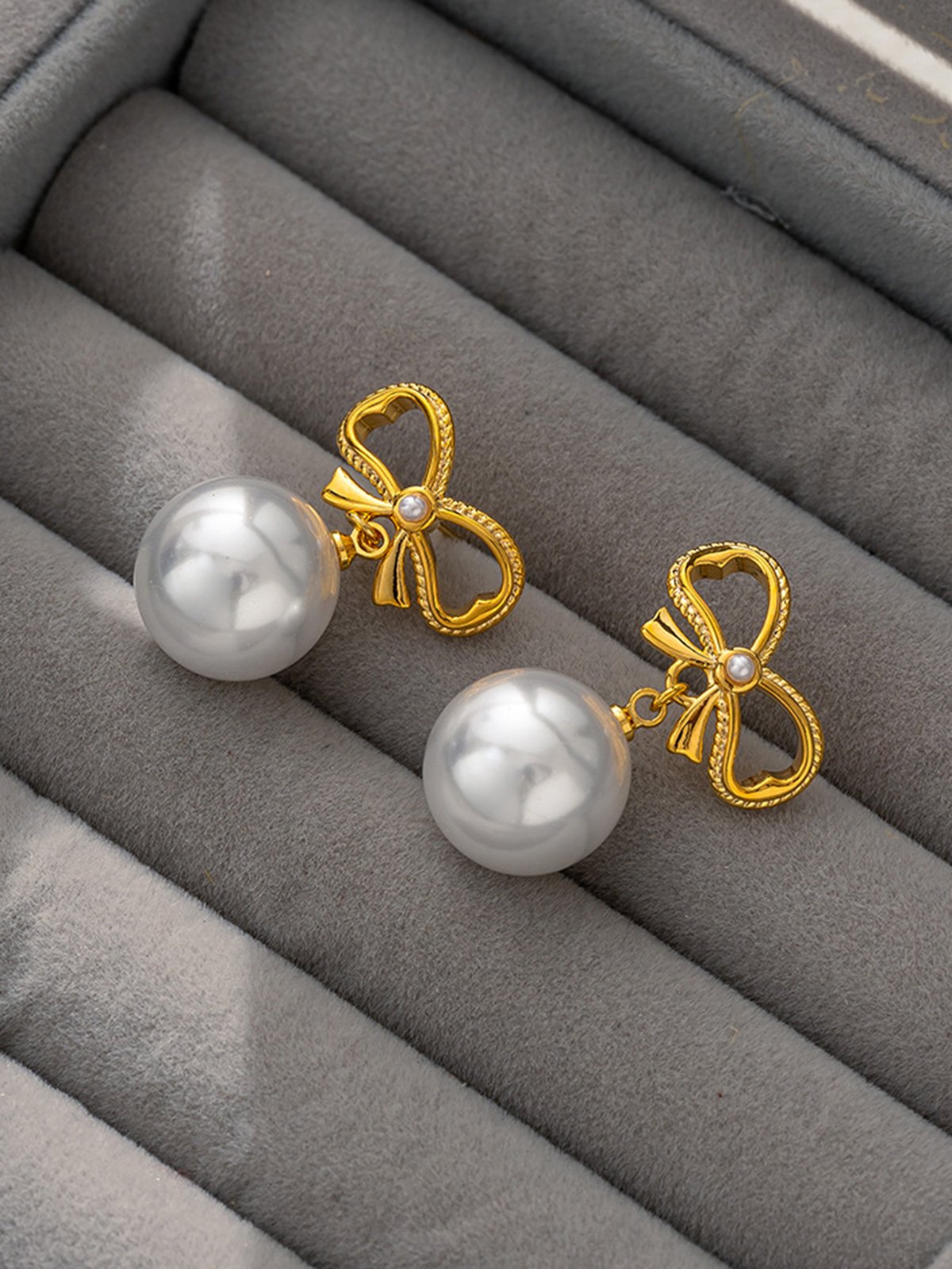 Elegant Bowknot Imitation Pearl Party Dangle Earrings