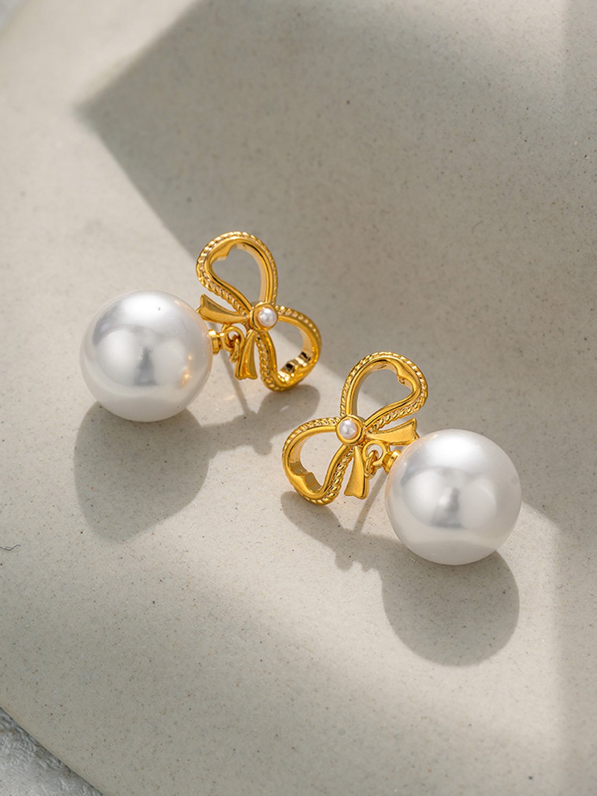 Elegant Bowknot Imitation Pearl Party Dangle Earrings