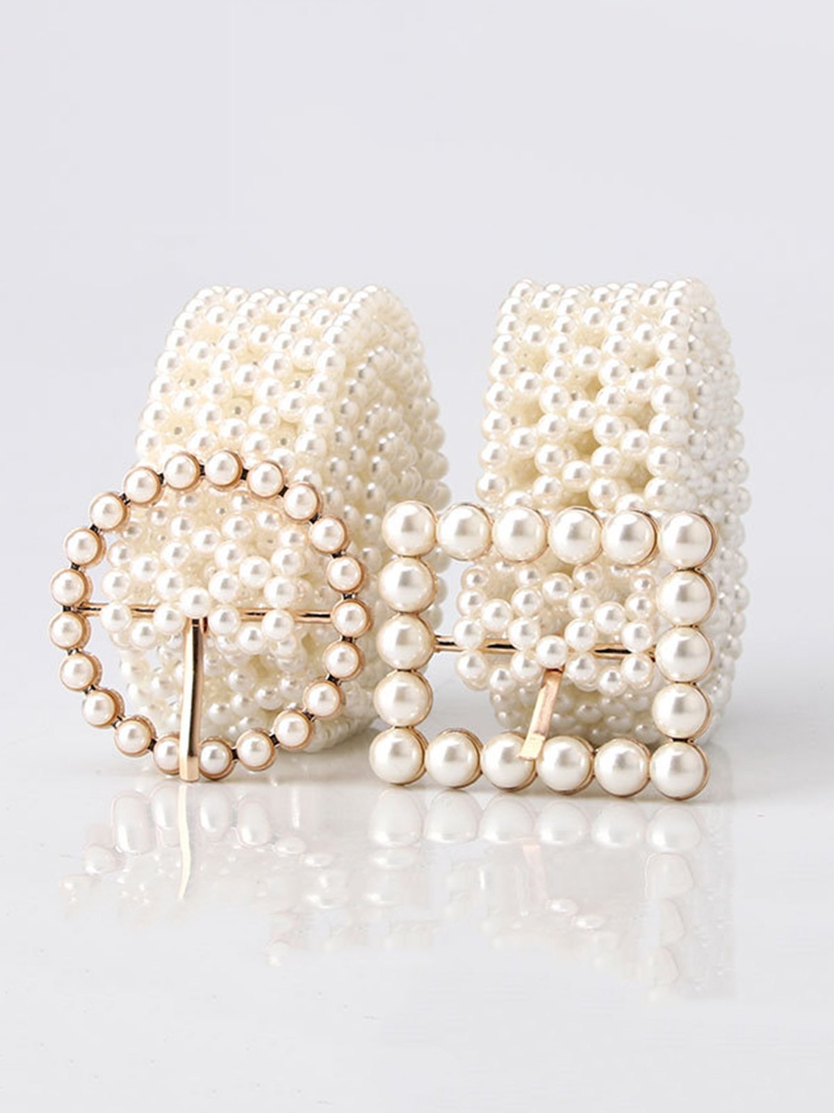 Elegant Braided Imitation Pearl Wide Belt Dress Decorative Waist Belt