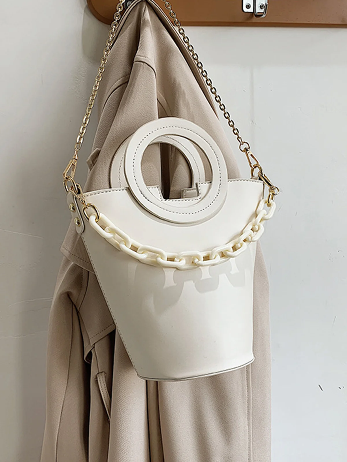 Fashion Ring Handbag Chain Crossbody Bucket Bag