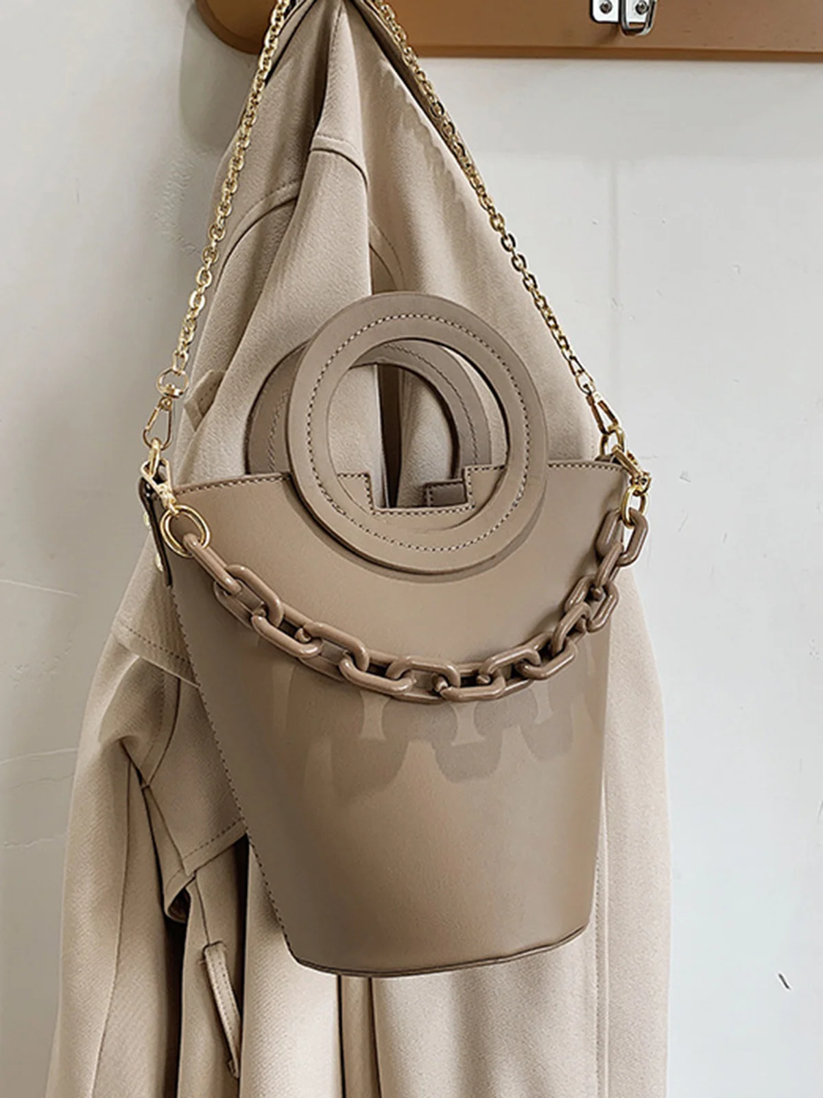 Fashion Ring Handbag Chain Crossbody Bucket Bag