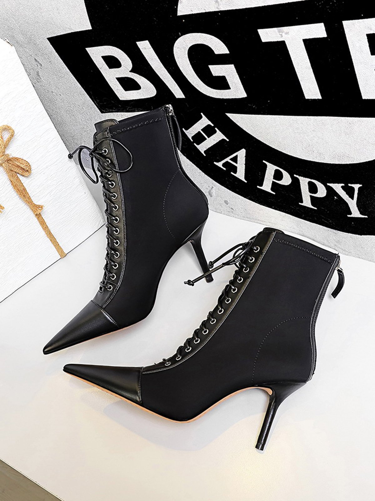 Women Minimalist Paneled Stretch Stiletto Heel Fashion Boots