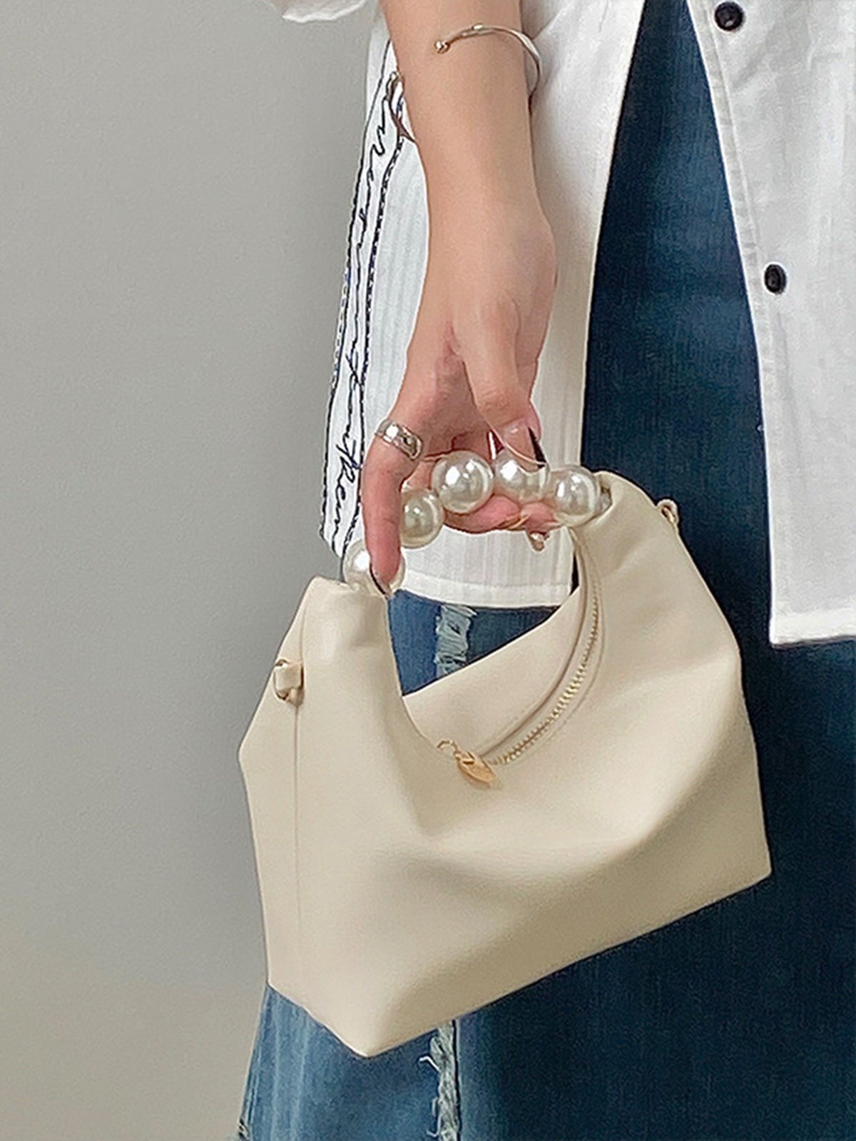 Elegant Imitation Pearl Handbag Thin Chain Strap Crossbody Bag