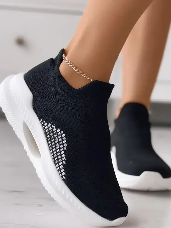 Mesh Fabric Plain Casual Flyknit Sneakers