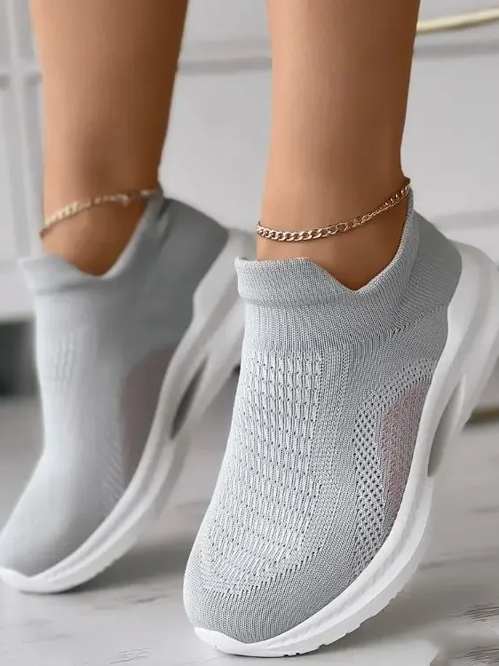 Mesh Fabric Plain Casual Flyknit Sneakers