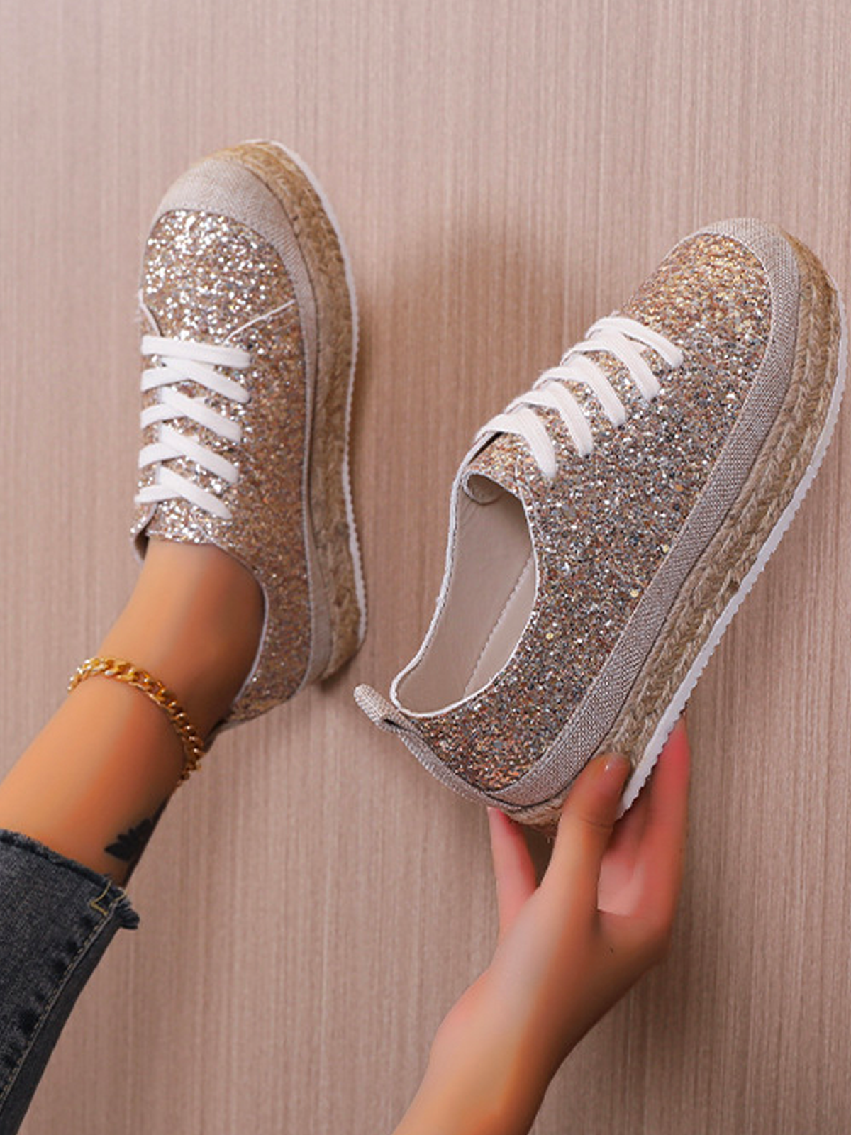 Thick Bottom Glitter Shoes