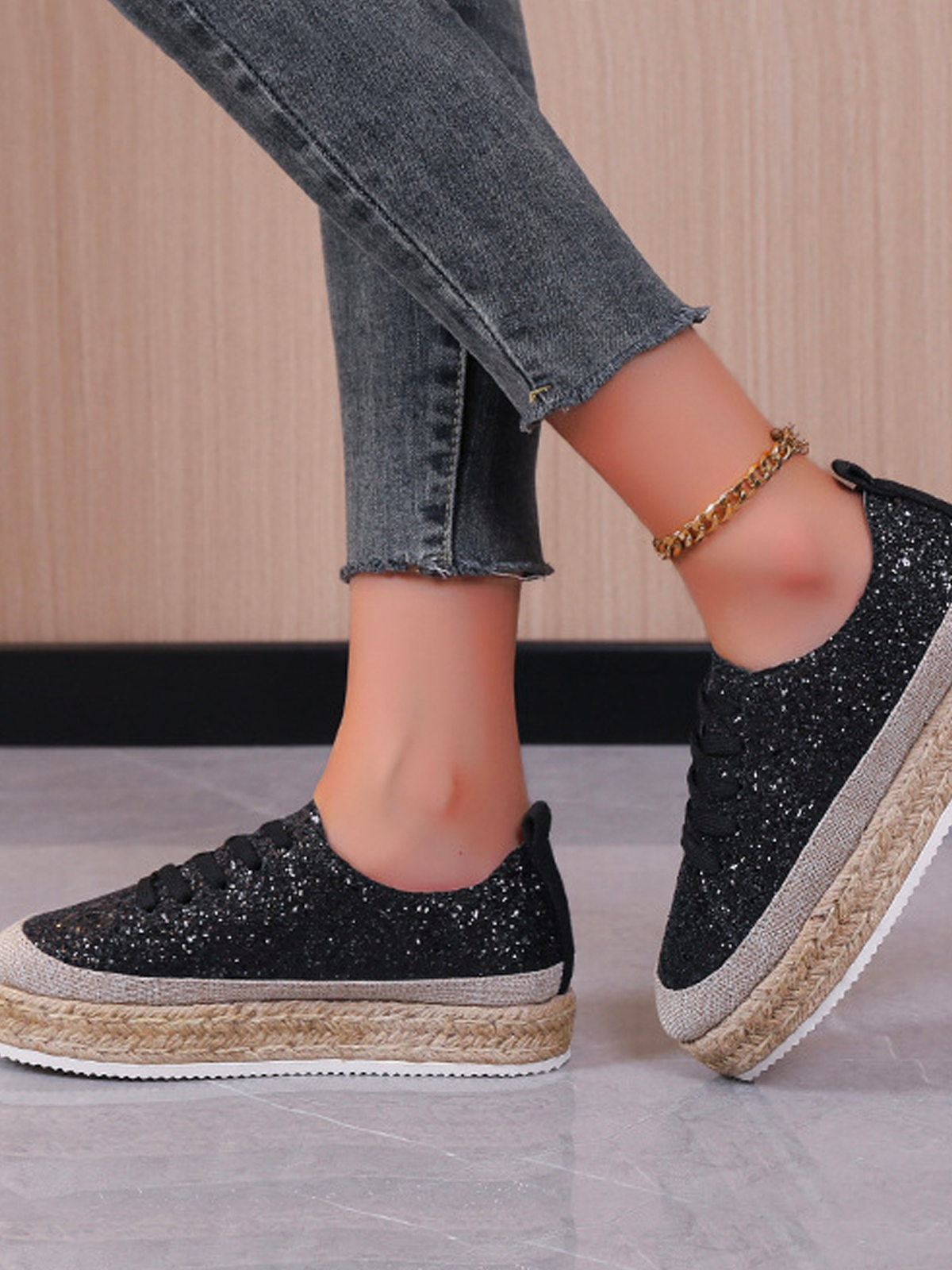 Thick Bottom Glitter Shoes