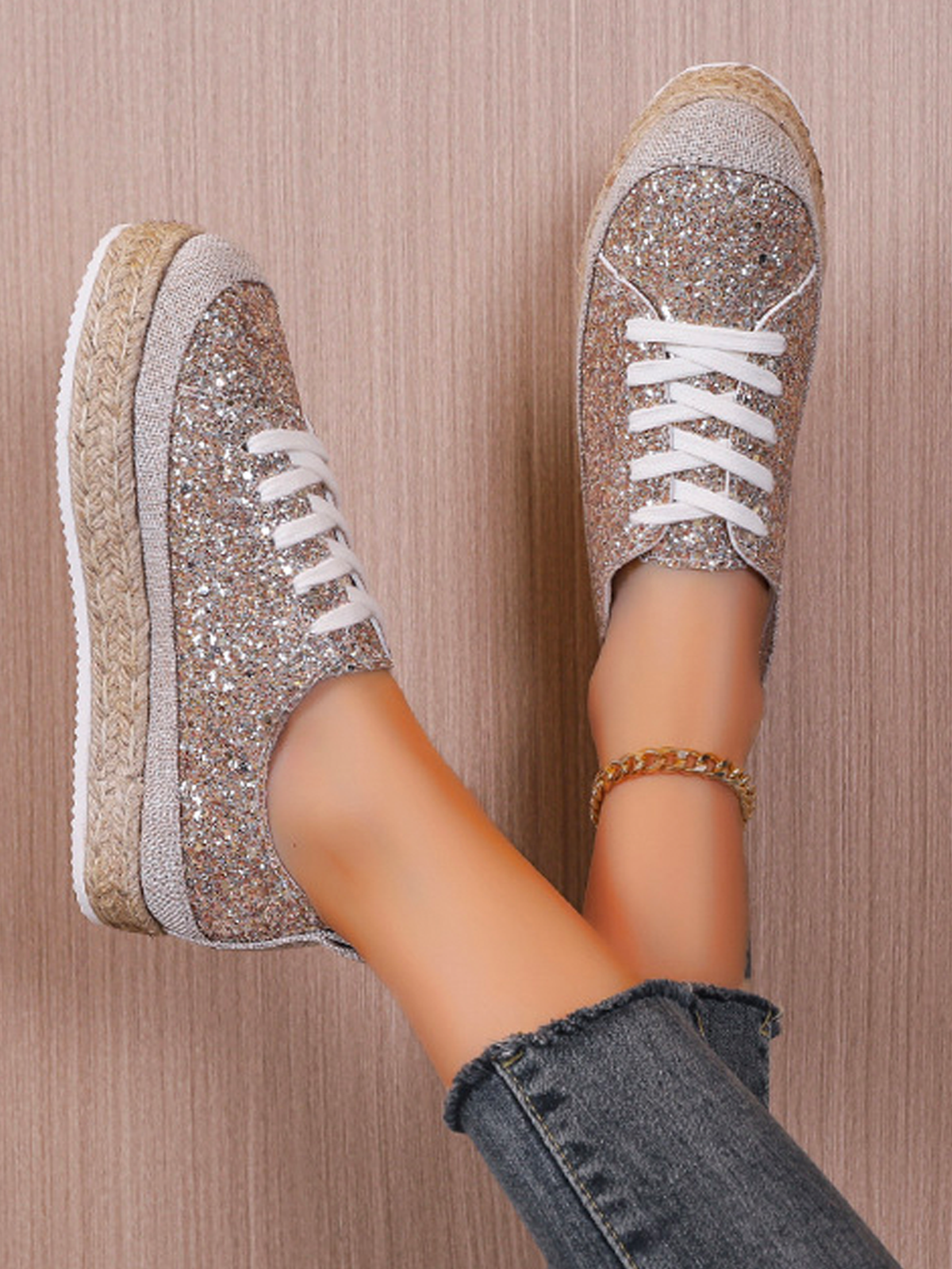 Thick Bottom Glitter Shoes
