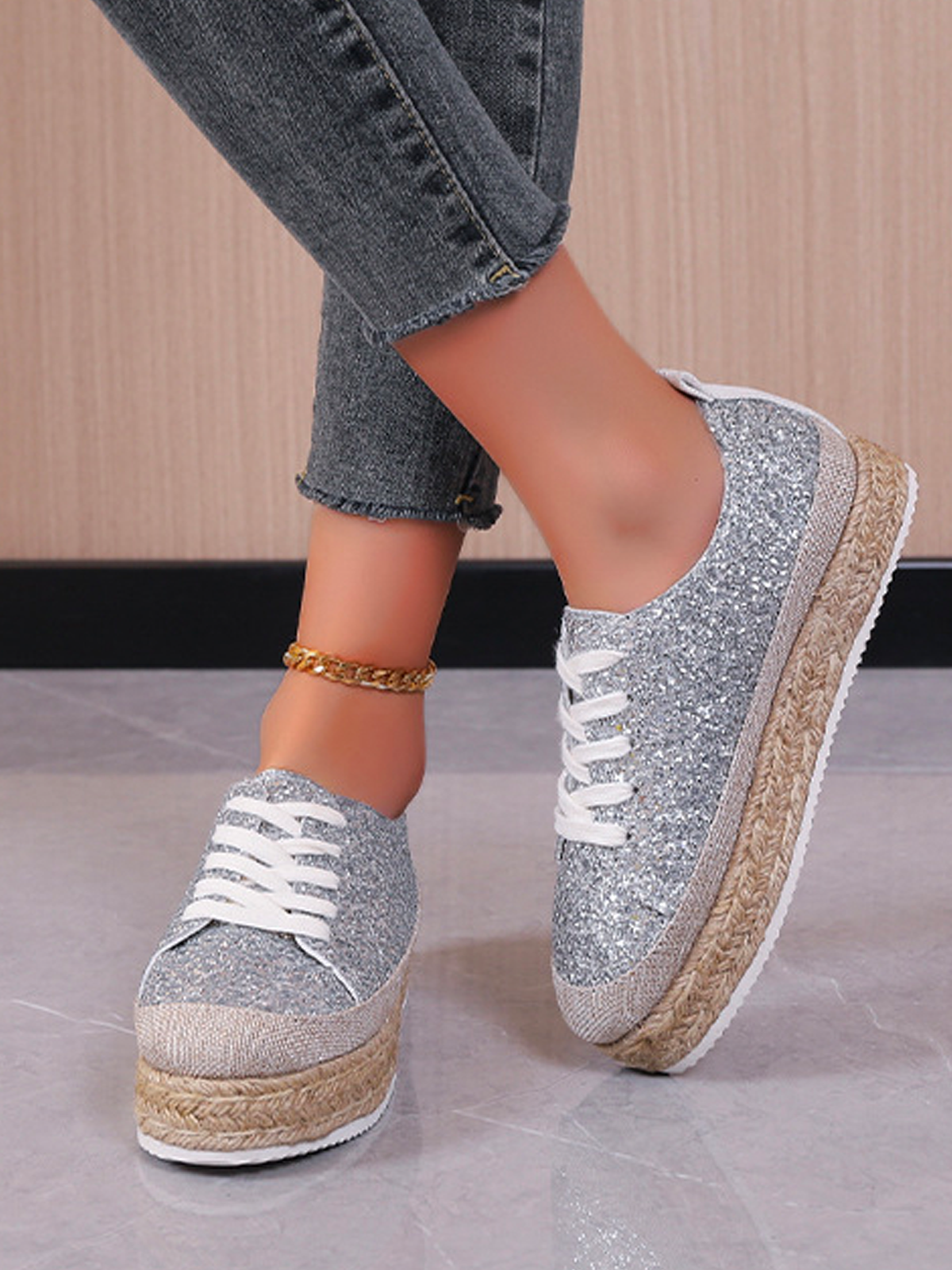 Thick Bottom Glitter Shoes