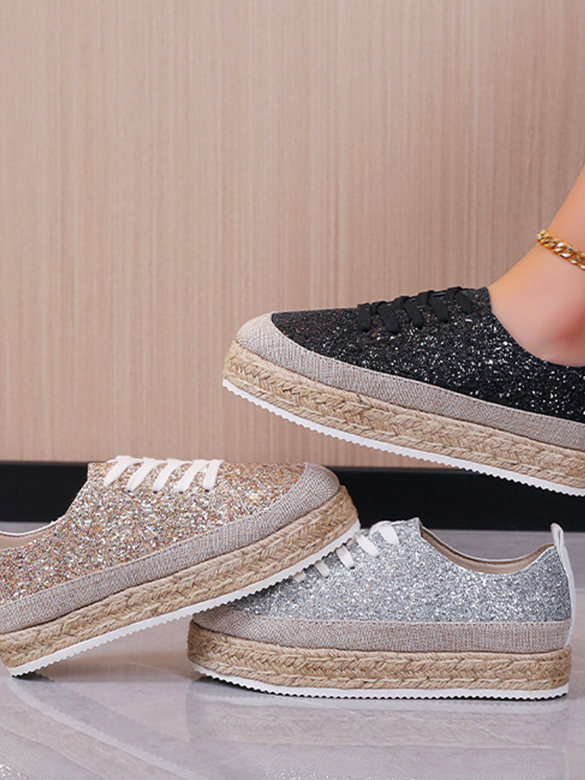 Thick Bottom Glitter Shoes