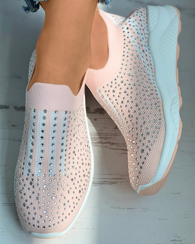 All Season Mesh Fabric Plain Sports Flyknit Sneakers