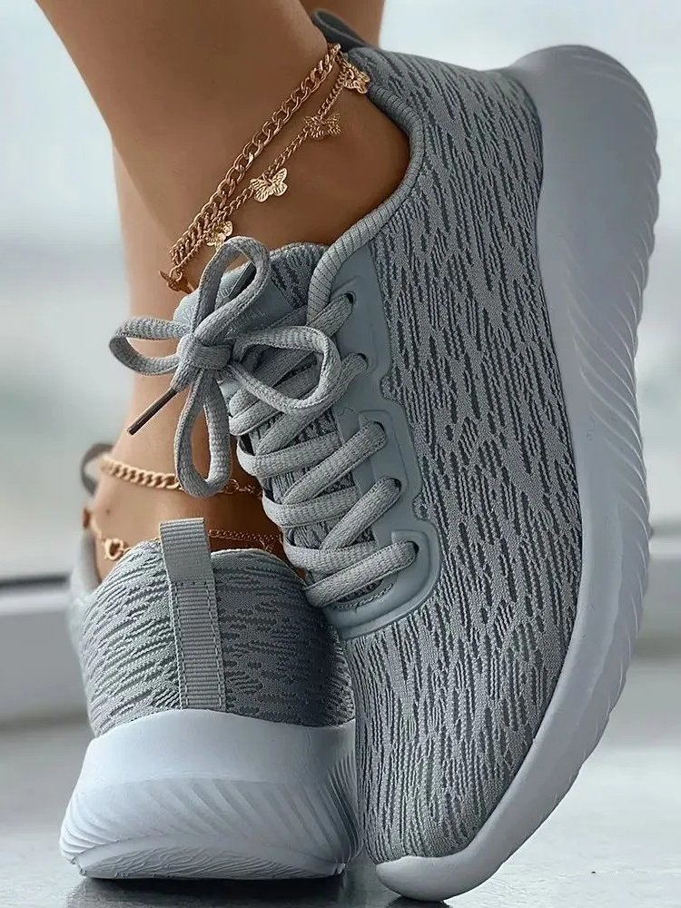 Plain All Season Mesh Fabric Flyknit Sneakers