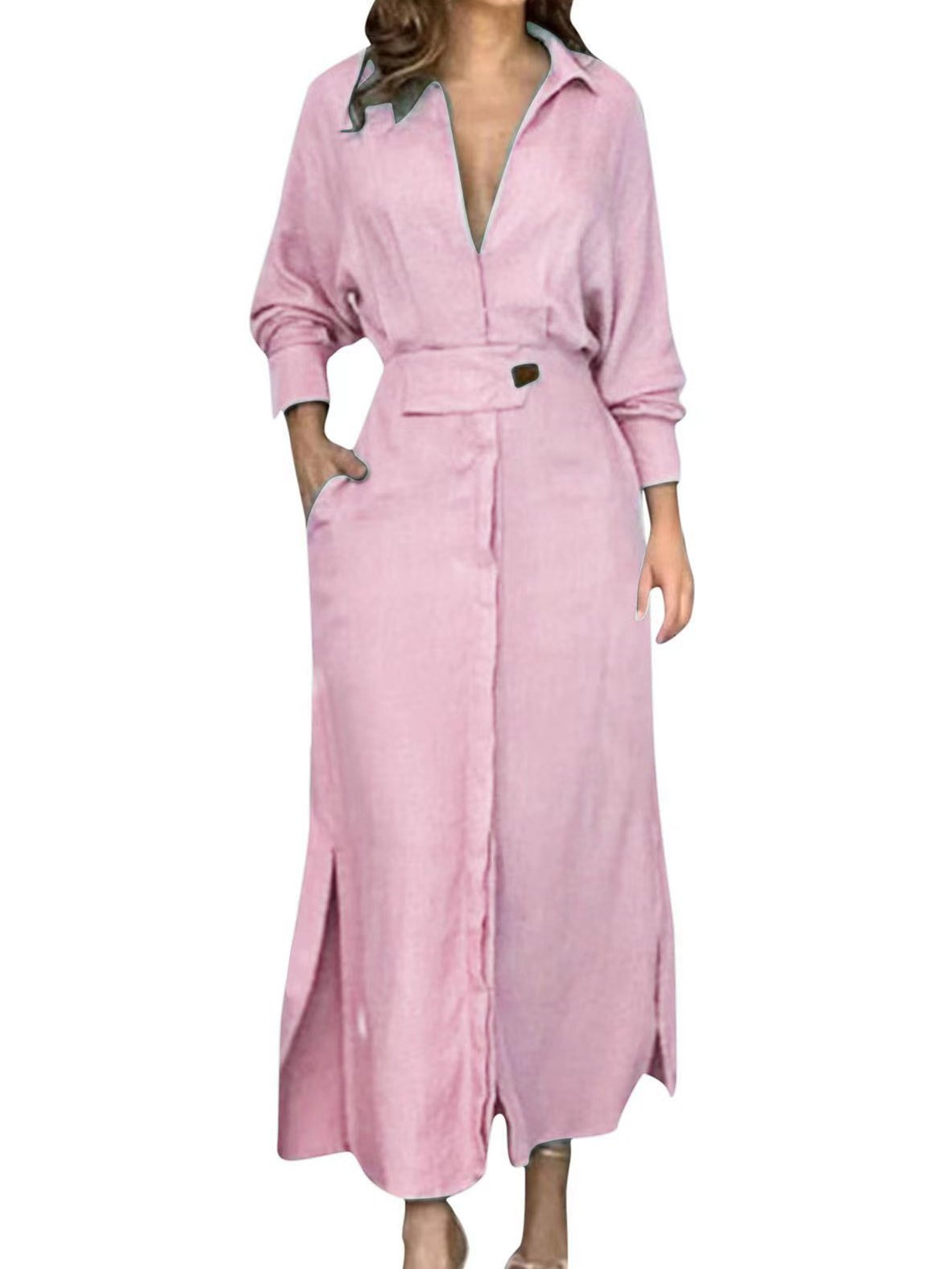 Simple Regular Fit Plain Dress With No Belt