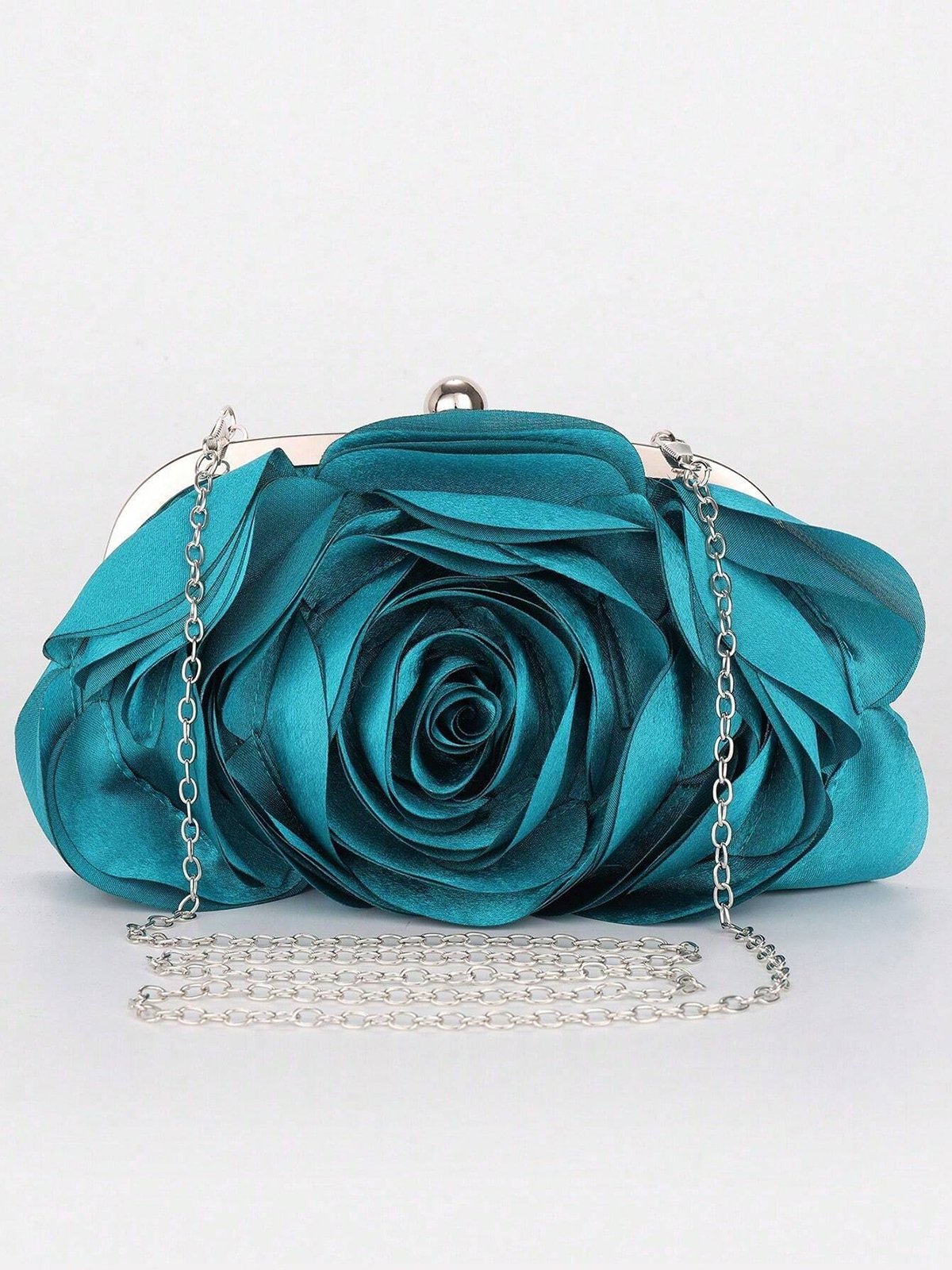 Elegant Flower Satin Clutch Bag