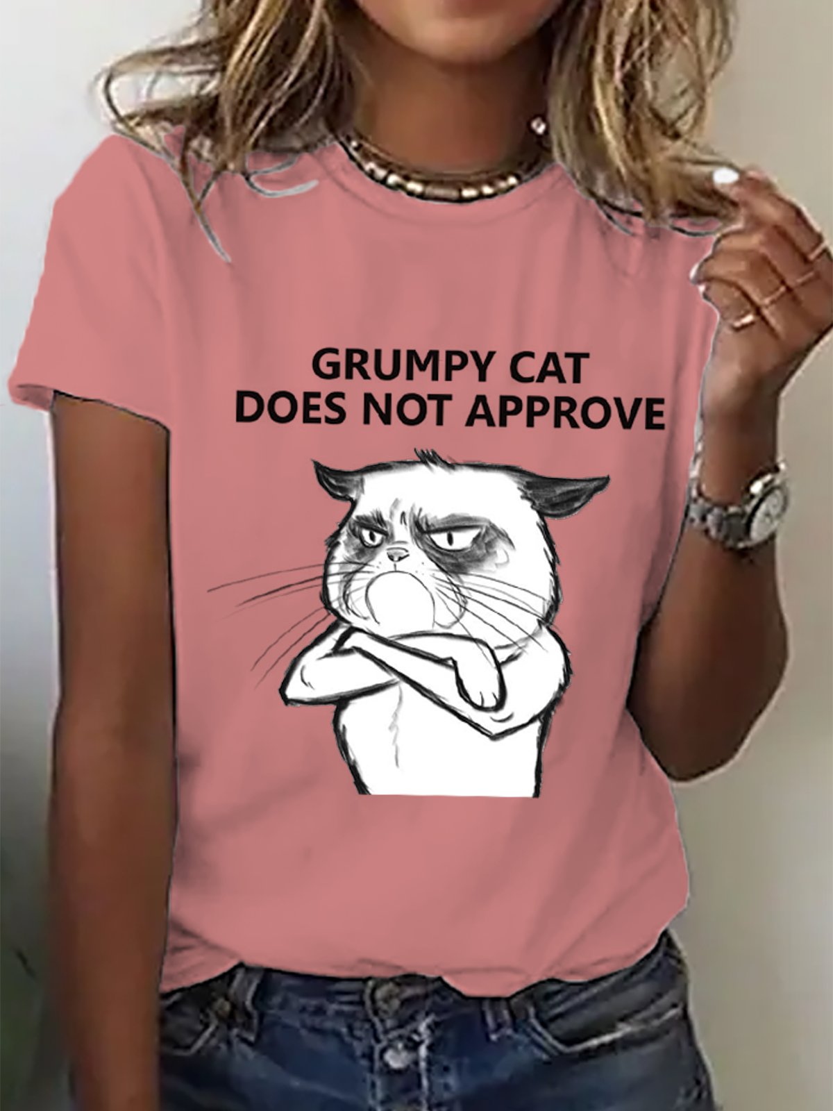 Casual Text Letters Crew Neck T-Shirt