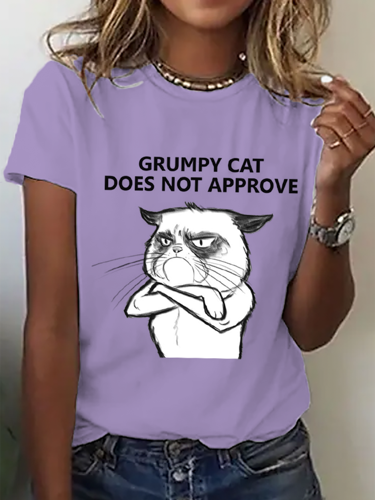 Casual Text Letters Crew Neck T-Shirt