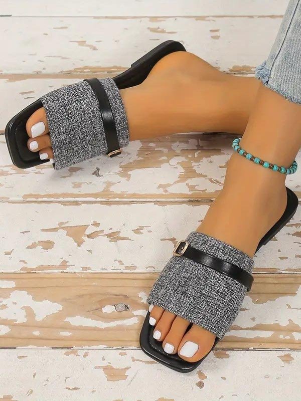 Casual Summer Plain Fabric Slide Sandals