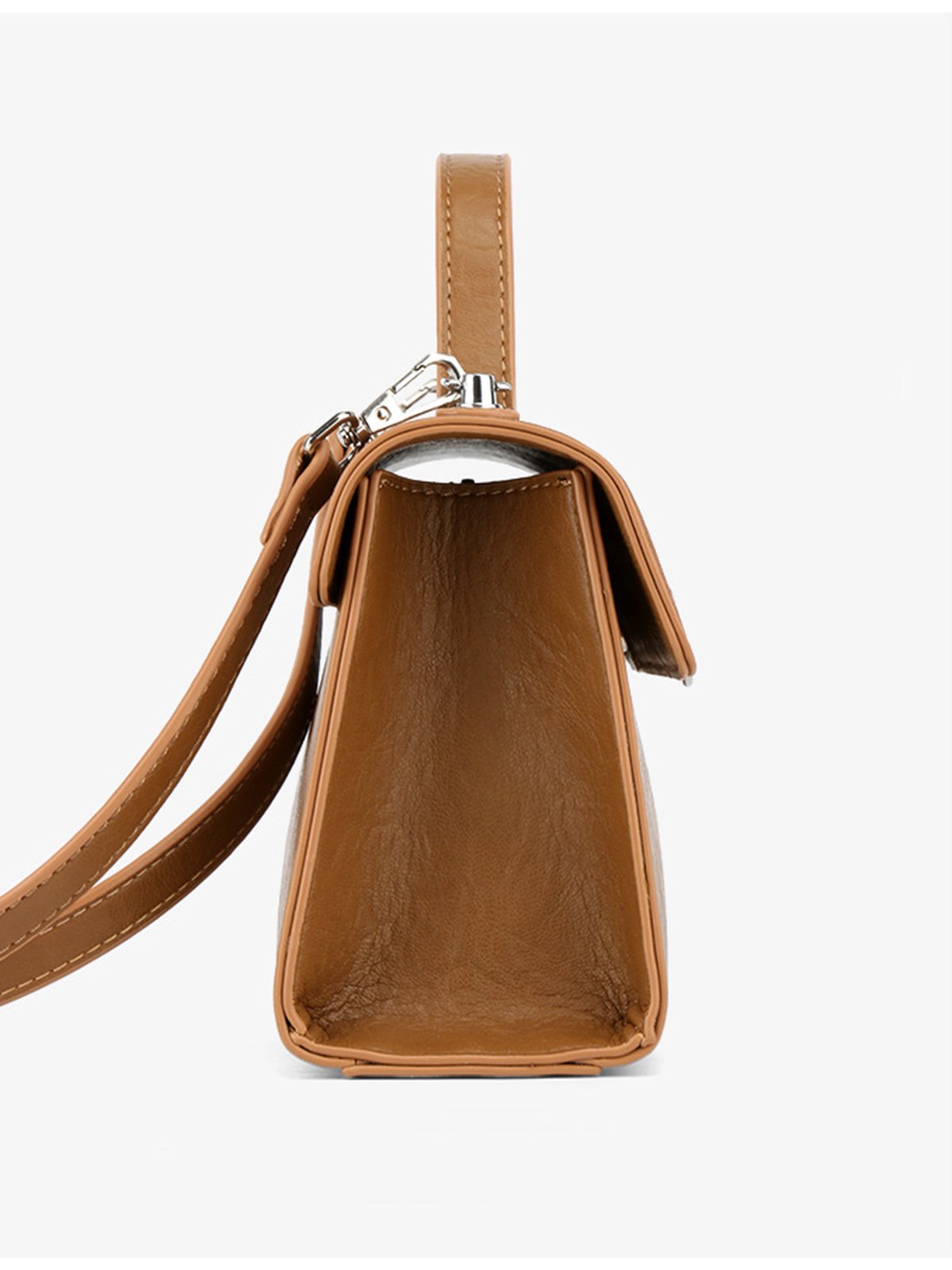Minimalist Twist Lock Handbag with Detachable Crossbody Strap