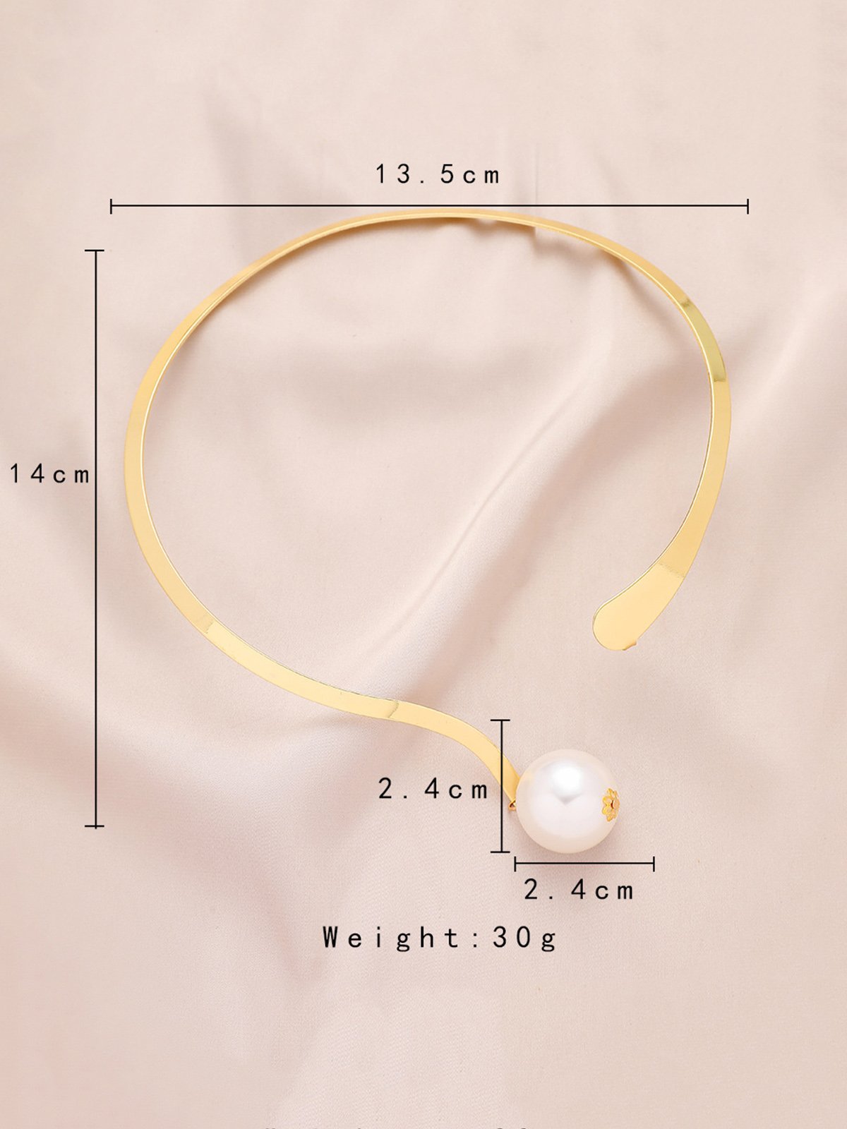 Elegant Imitation Pearl Torque Metal Choker Necklace