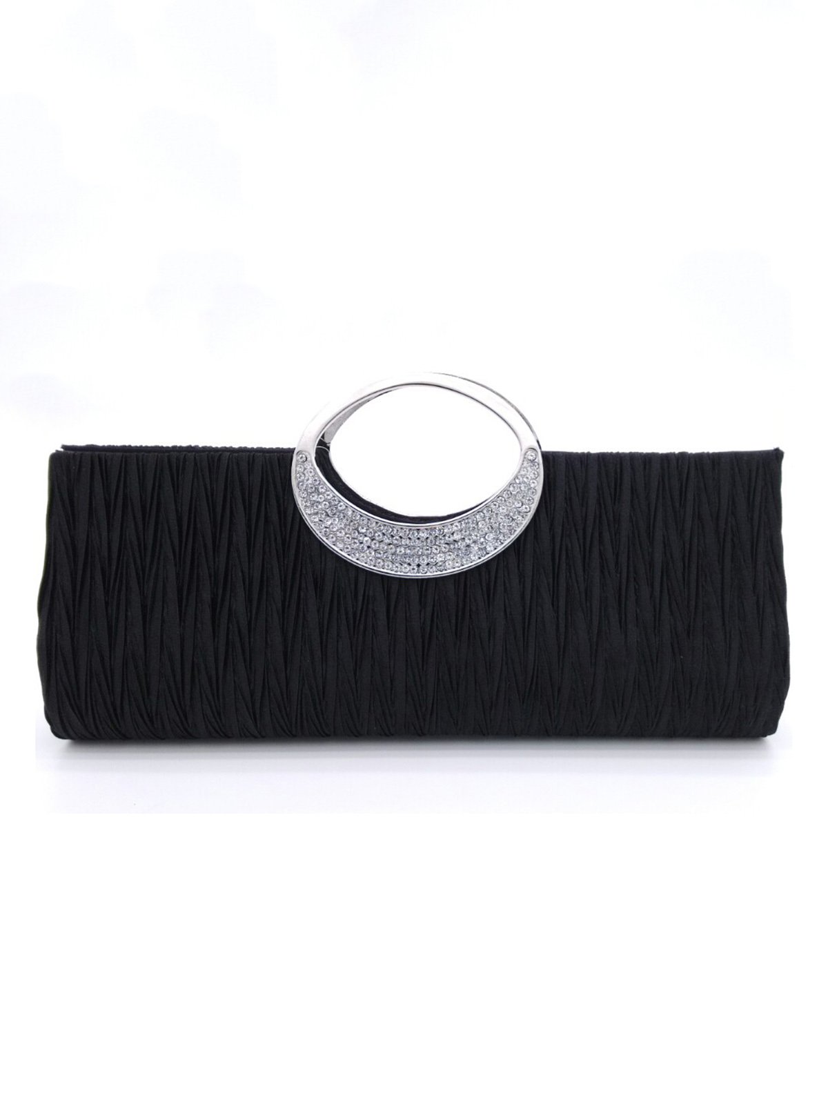 Sparkling Rhinestone Bracelet Handbag Ruched Satin Party Clutch Bag