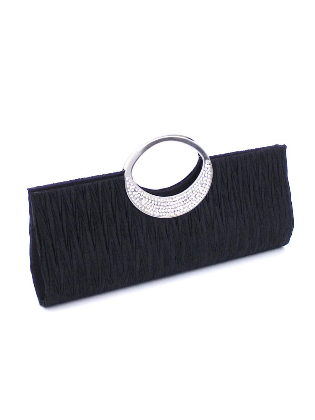 Sparkling Rhinestone Bracelet Handbag Ruched Satin Party Clutch Bag