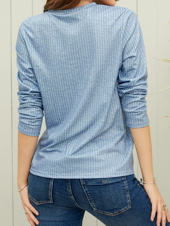 Striped Loose Casual Crew Neck Long Sleeve T-Shirt