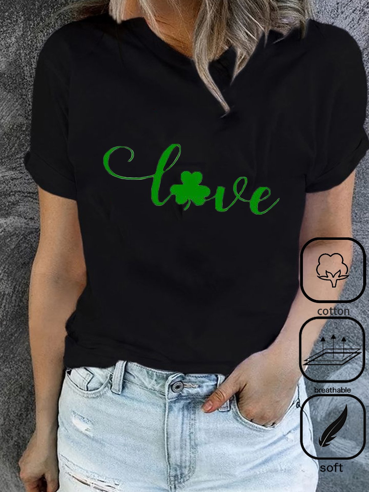 Four-Leaf Clover Casual Cotton T-Shirt