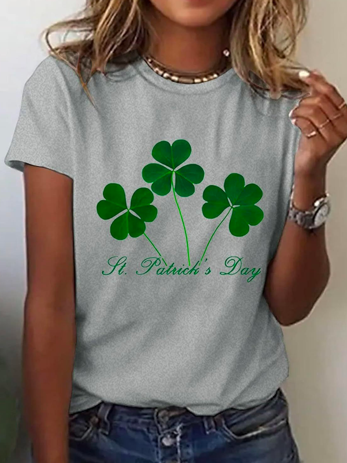 Crew Neck Shamrock Casual T-Shirt