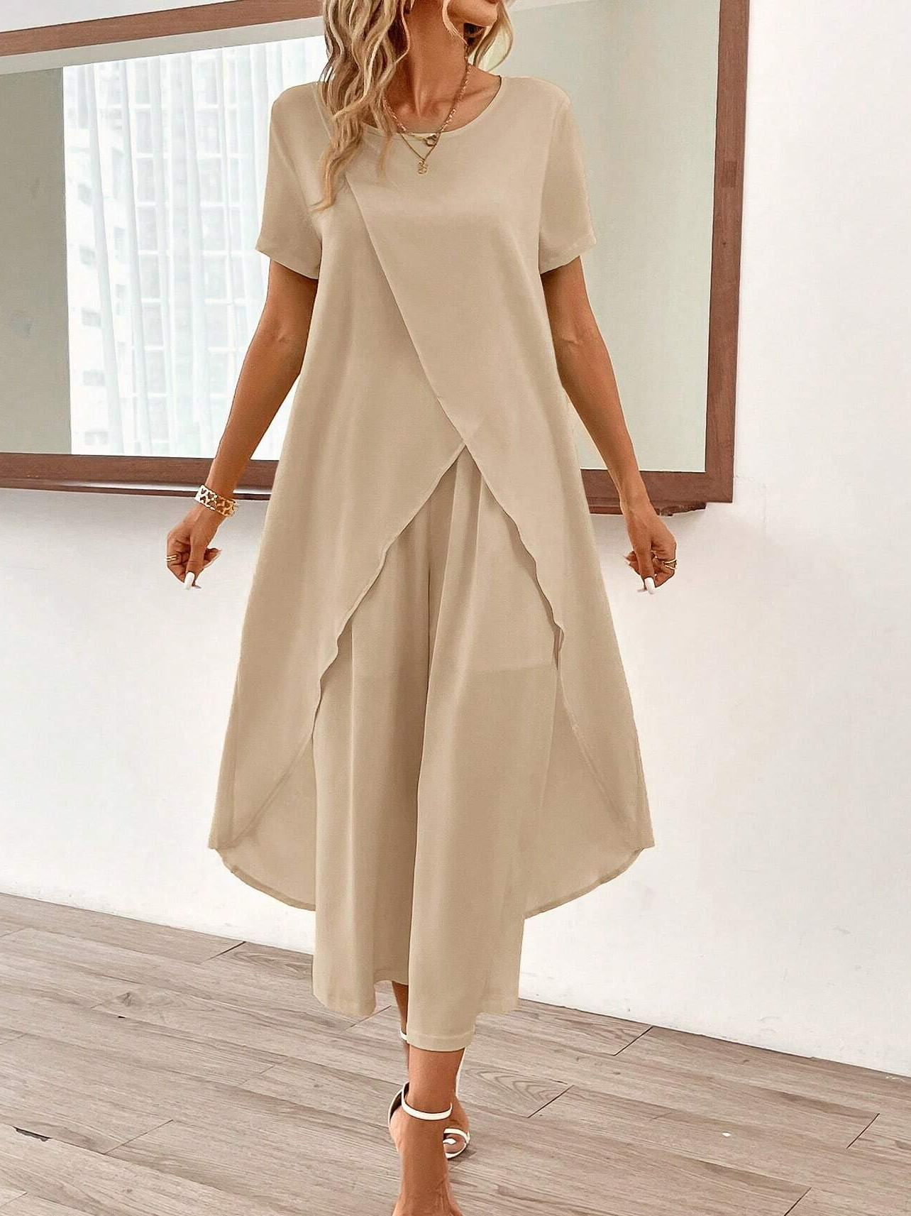 Casual Cotton And Linen Plain Loose Two-Piece Set