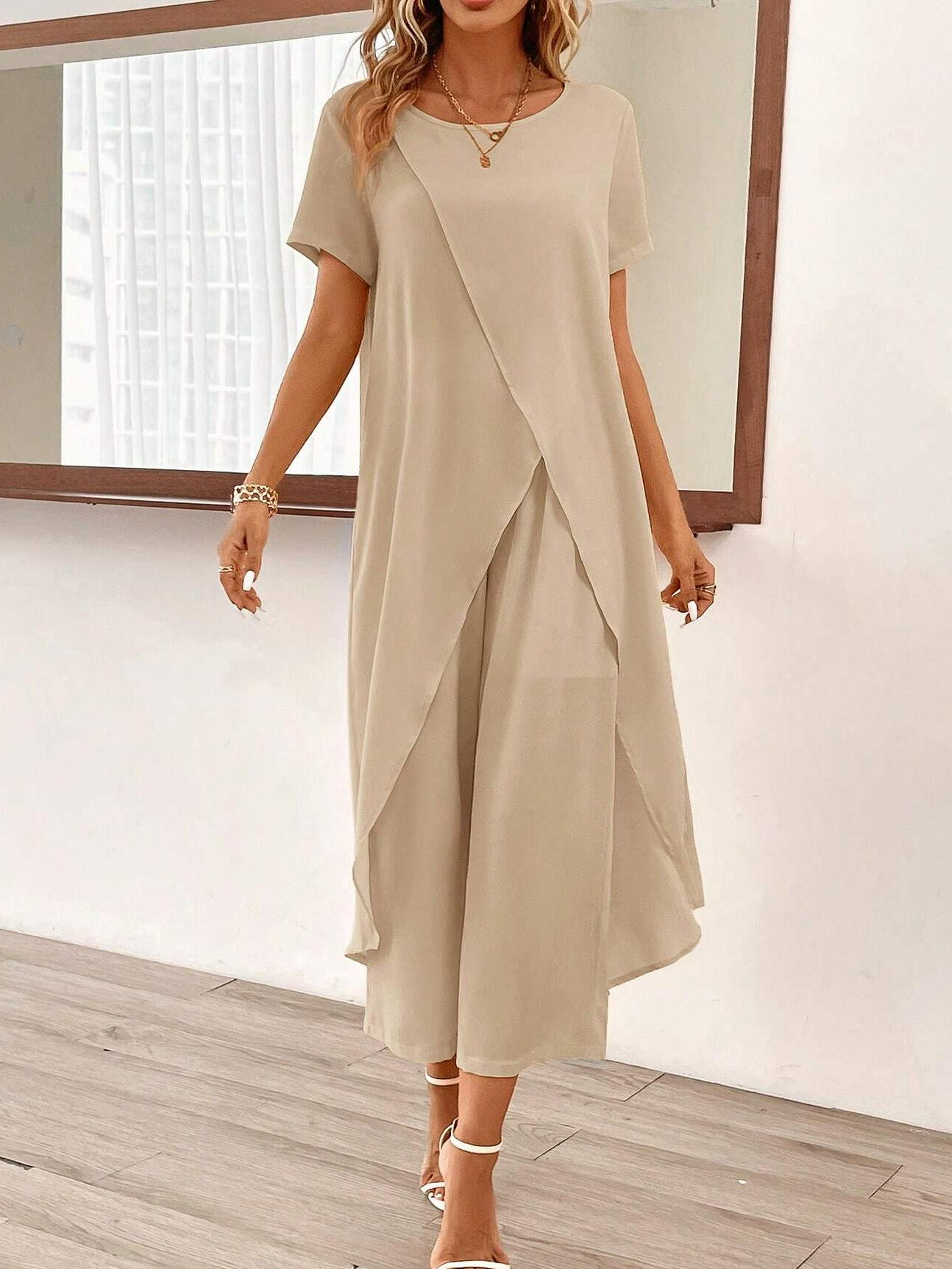 Casual Cotton And Linen Plain Loose Two-Piece Set