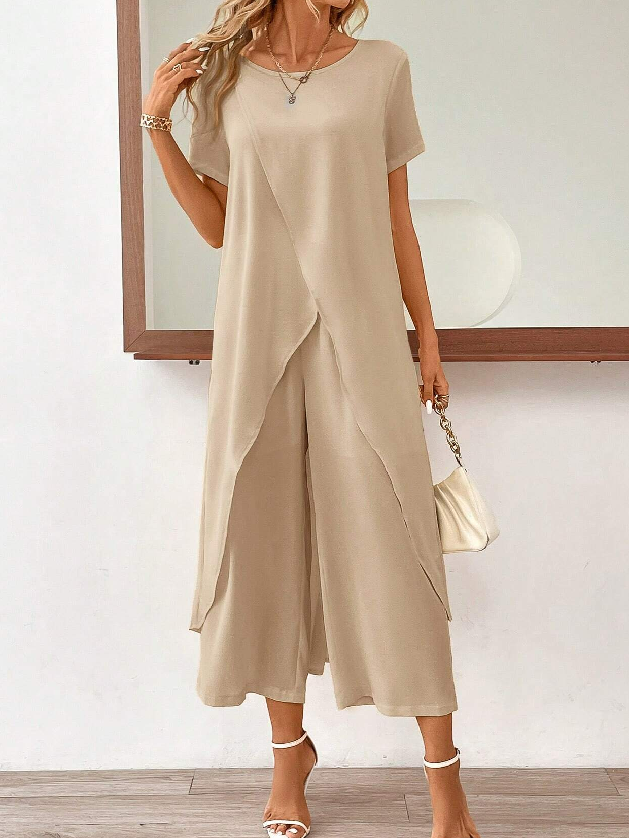 Casual Cotton And Linen Plain Loose Two-Piece Set