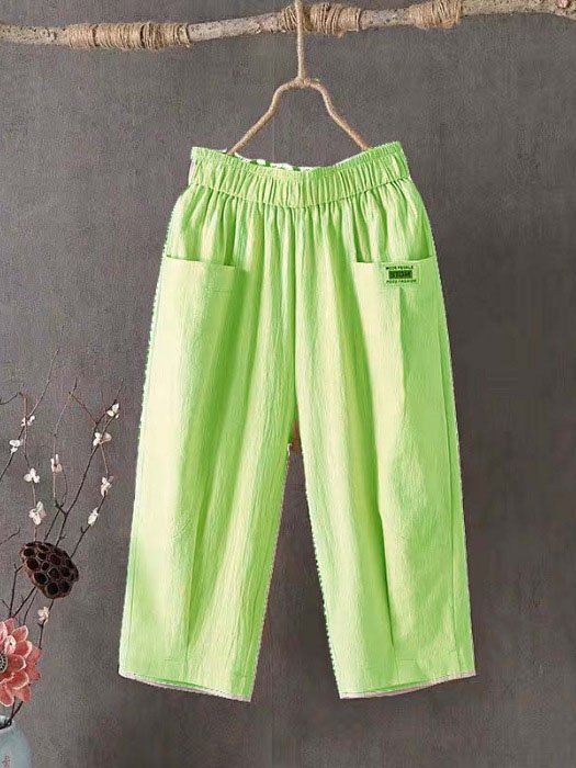 Plain Tight Pocket Stitching Casual Pants