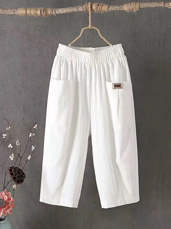 Plain Tight Pocket Stitching Casual Pants