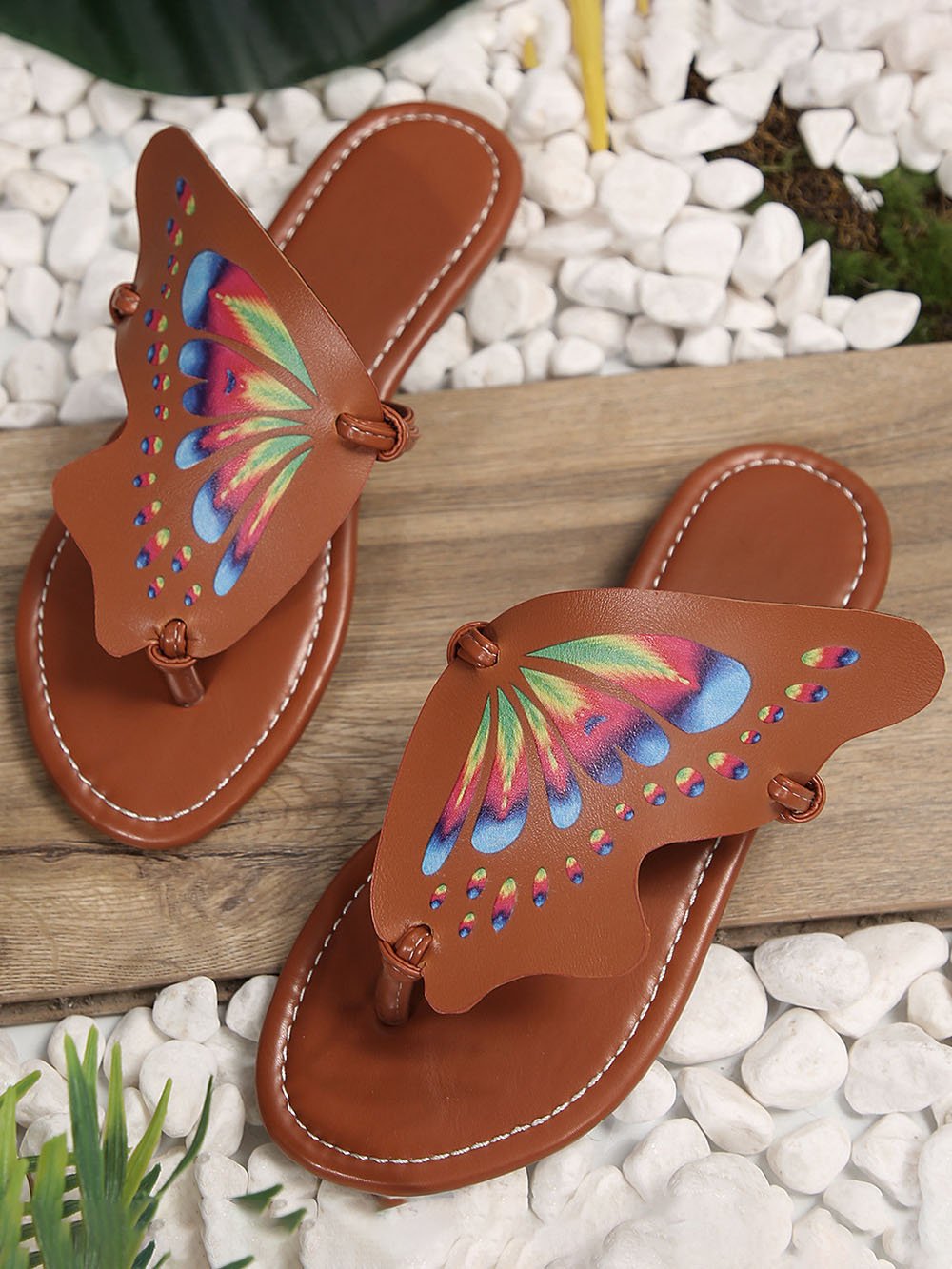 Casual Butterfly Pu Summer Slide Sandals