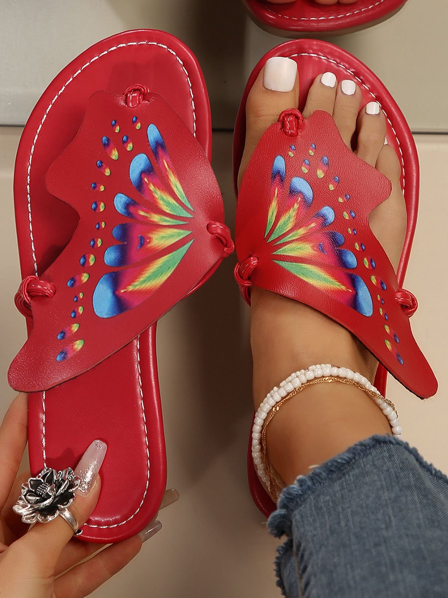 Casual Butterfly Pu Summer Slide Sandals