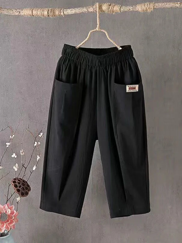 Plain Tight Pocket Stitching Casual Pants