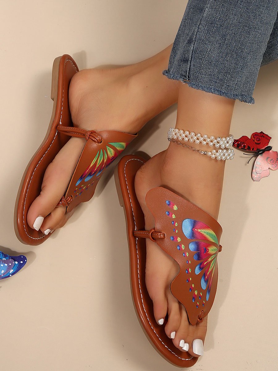 Casual Butterfly Pu Summer Slide Sandals