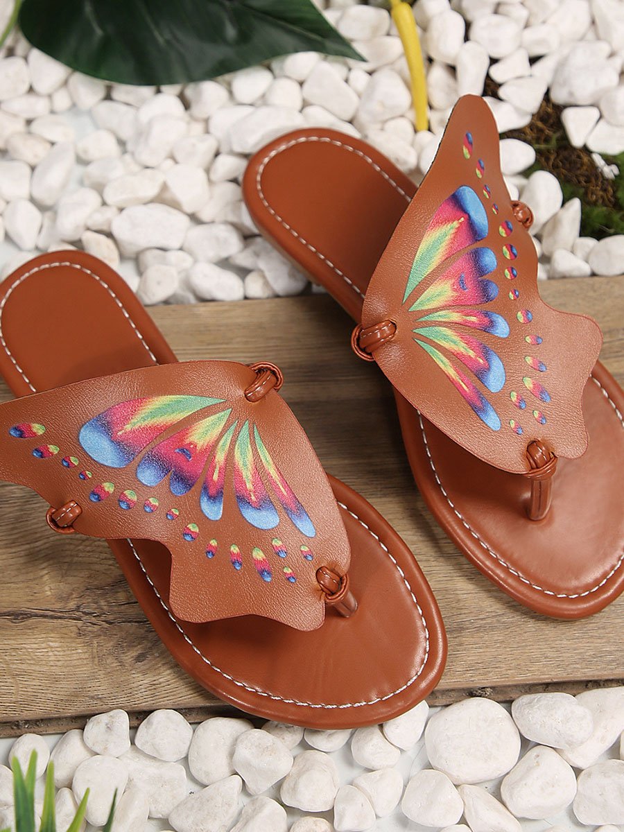 Casual Butterfly Pu Summer Slide Sandals