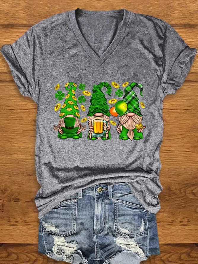 Four-Leaf Clover Loose Cotton-Blend Casual T-Shirt