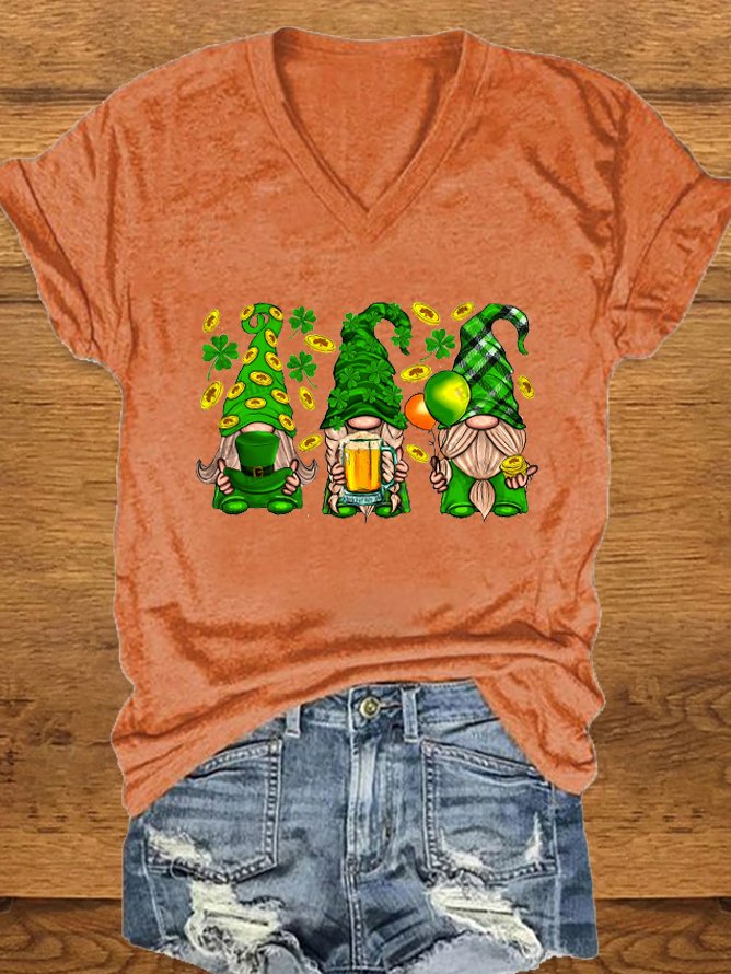 Four-Leaf Clover Loose Cotton-Blend Casual T-Shirt