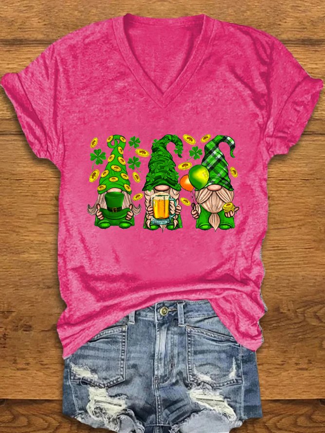 Four-Leaf Clover Loose Cotton-Blend Casual T-Shirt