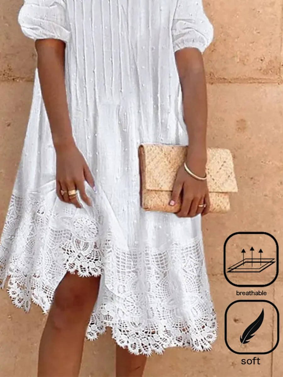 Lace Casual Cotton Dress