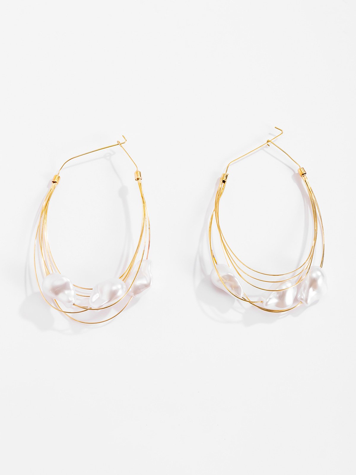 Baroque Style Imitation Pearl Multi-layer Hoop Earrings