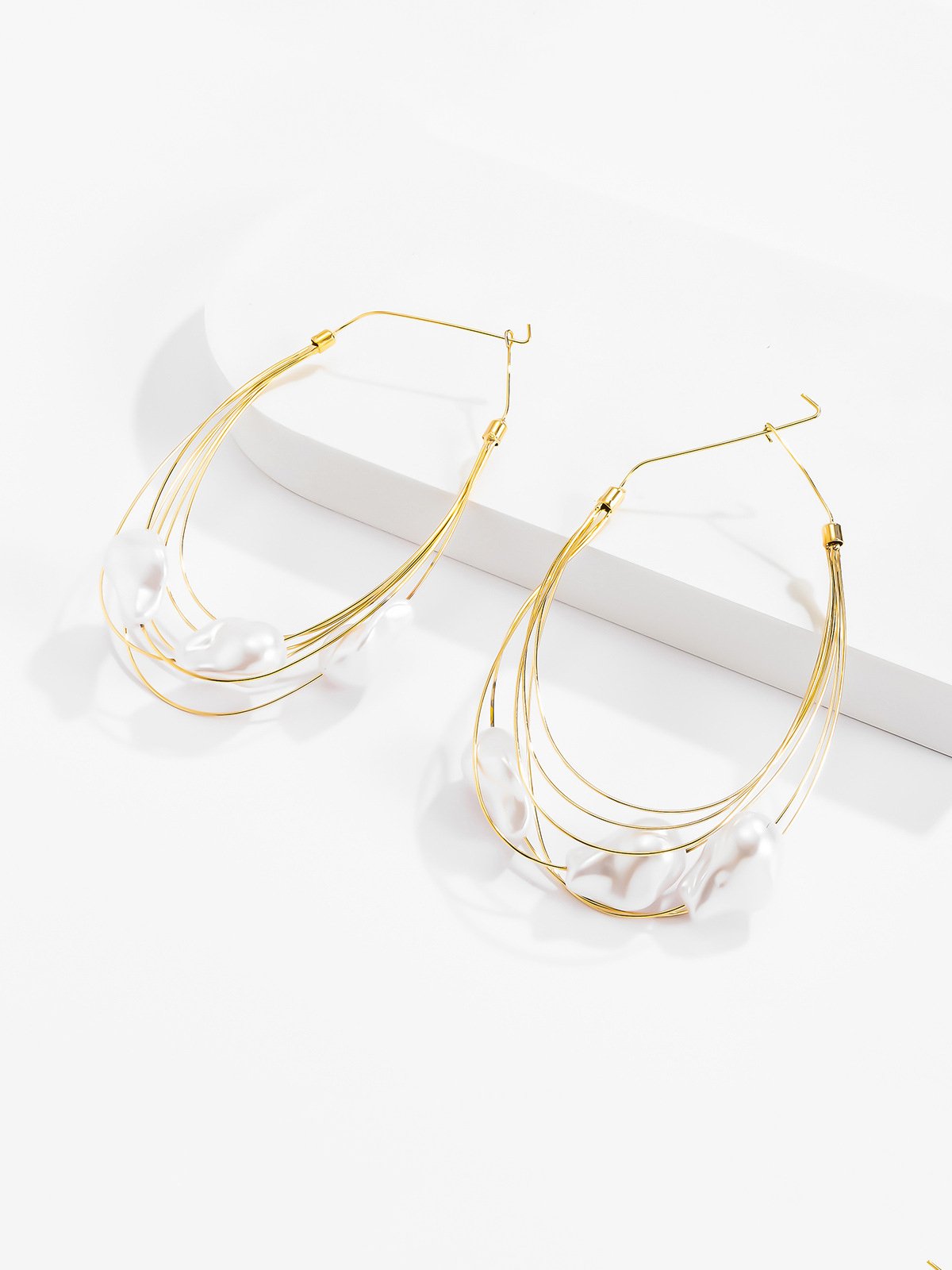 Baroque Style Imitation Pearl Multi-layer Hoop Earrings