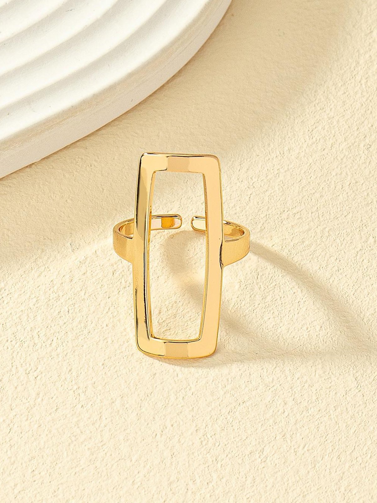 2pcs/set Minimalist Geometric Irregular Hollow Out Square Bangle And Ring Combination