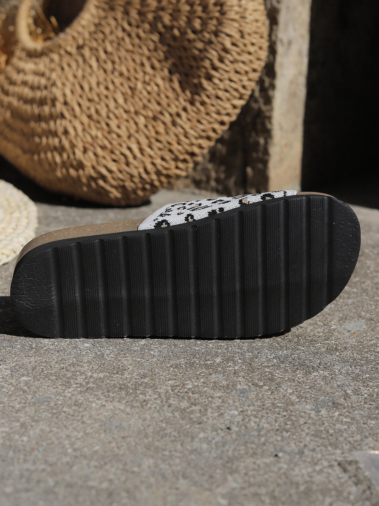 Mesh Fabric Summer Casual Leopard Slide Sandals