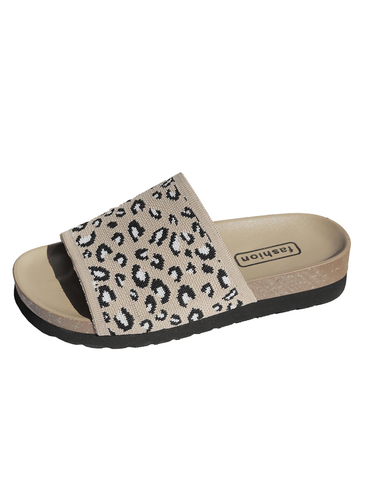 Mesh Fabric Summer Casual Leopard Slide Sandals